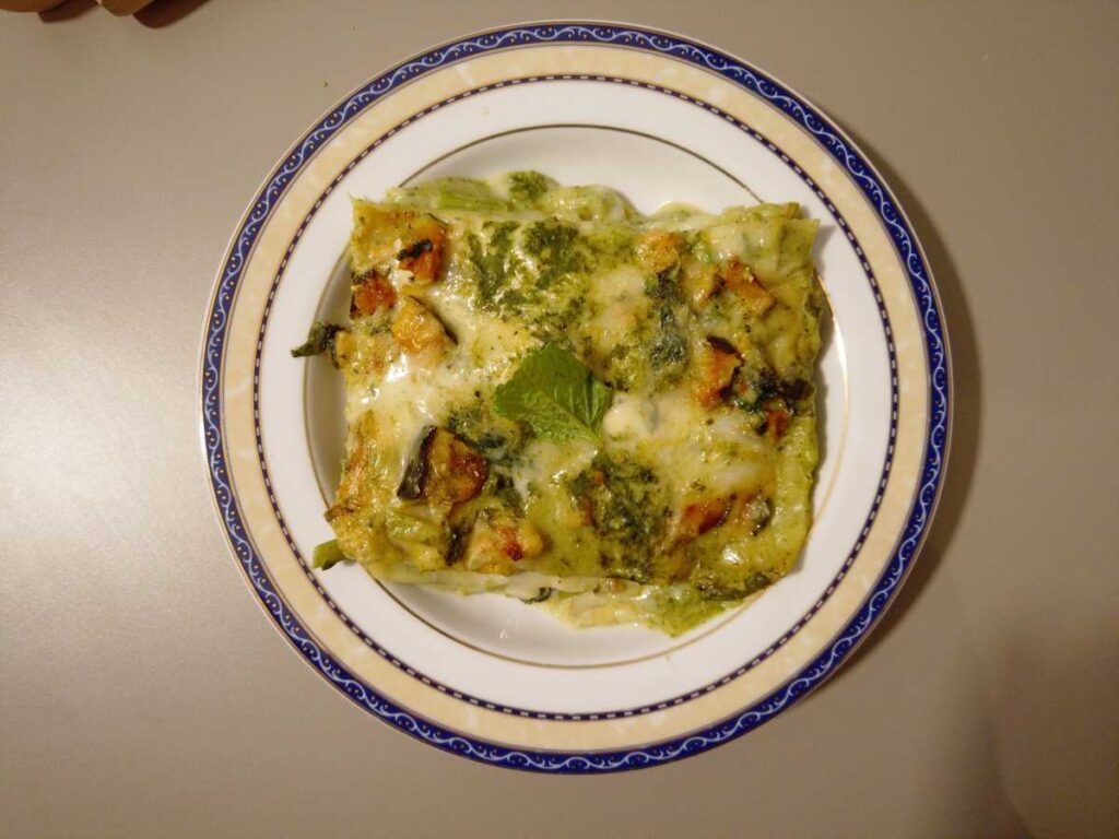 lasagne al verde , cime di rapa e zucca